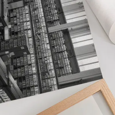 Klasikinė biblioteka su medinėmis lentynomis plakatas ant drobės