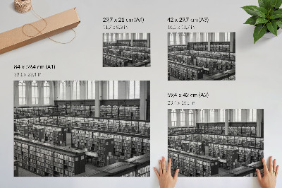 Plakatas ant drobės Klasikinė biblioteka su medinėmis lentynomis