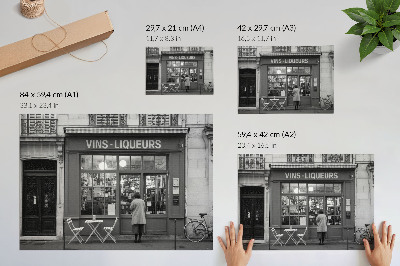 Plakatas Stilingas fasadas, senamiesčio atmosfera, juoda ir balta