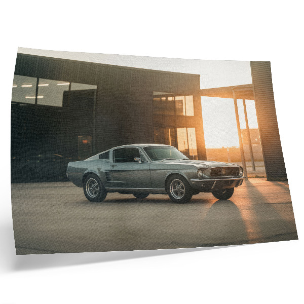 Plakatas Klasikinis automobilis su architektūriniu fonu