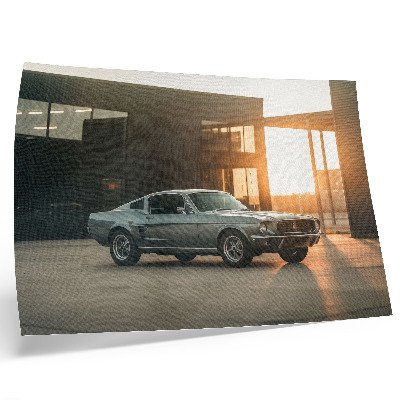 Plakatas Klasikinis automobilis su architektūriniu fonu