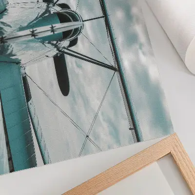 Plakatas biplano priekinis vaizdas industrinės elegancijos stiliumi