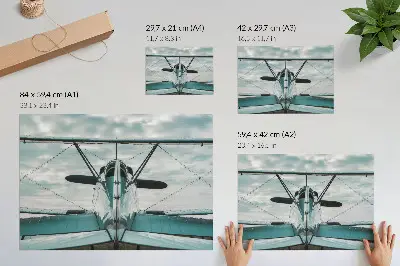 Plakatas biplano priekinis vaizdas industrinės elegancijos stiliumi