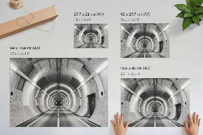 Plakatas Simetriškas juodai baltas tunelis su arkomis