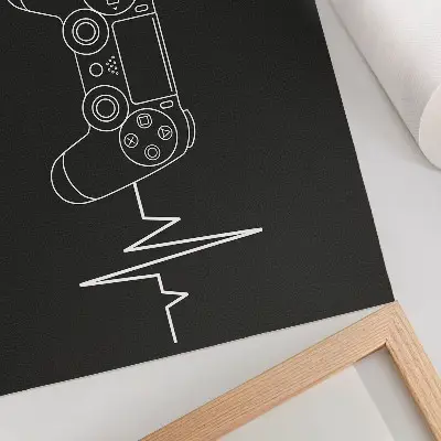 Plakatas ant drobės minimalistinė žaidimų tema su juodai balta širdimi