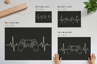 Plakatas ant drobės Minimalistinė žaidimų tema – juodai balta širdis