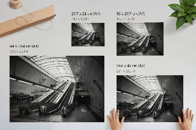 Plakatas ant drobės Šiuolaikinės architektūros interjero eskalatorius