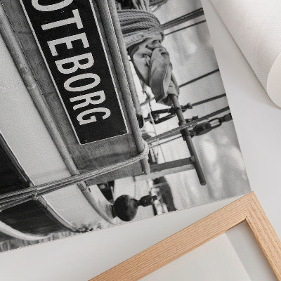 Plakatas Juodai balto retro stiliaus laivo detalė