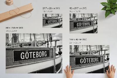 Plakatas Juodai balto retro stiliaus laivo detalė