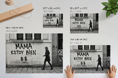 Spauda ant drobės Kontrastingas miesto vaizdas su juodai baltais grafičiais