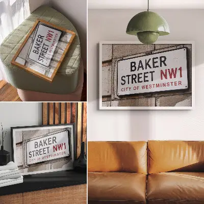 Plakatas Beikerio ir Vestminsterio gatvių ženklas