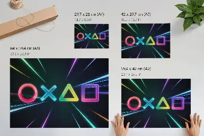 Plakatas neoninės geometrinės figūros