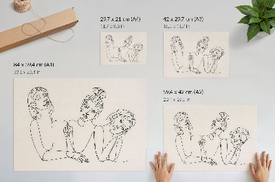 Plakatas ant drobės Juodai baltos linijos, subtilumas, veikėjų intymumas