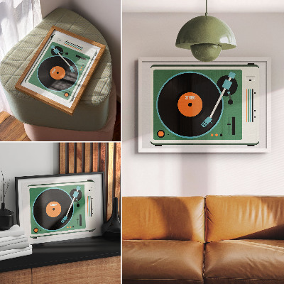 Plakatas Retro gramofono kontrastingos geometrinės spalvos