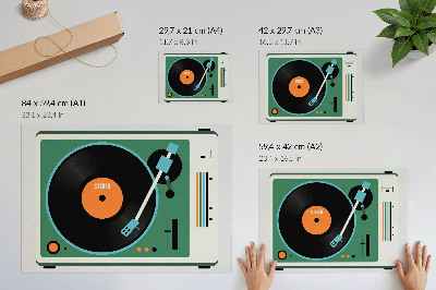 Plakatas Retro gramofono kontrastingos geometrinės spalvos