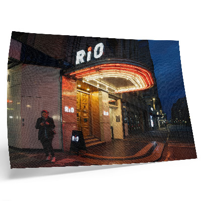 Plakatas ant drobės Retro kino neoninės šviesos raudonos kreminės spalvos