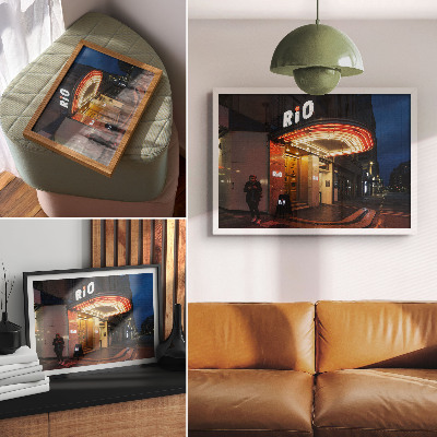 Plakatas ant drobės Retro kino neoninės šviesos raudonos kreminės spalvos