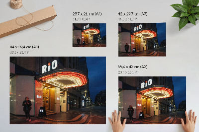 Plakatas ant drobės Retro kino neoninės šviesos raudonos kreminės spalvos