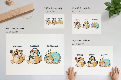 Plakatas Juokingos kačių iliustracijos mielos ir linksmos