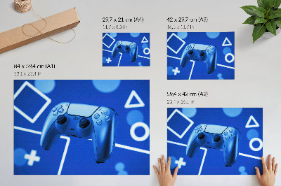 Spauda ant drobės Žaidimų valdiklio mėlynas geometrinis fonas