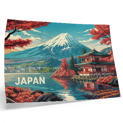 Spauda ant drobės Spalvingas ežero kalnų japoniškas peizažas