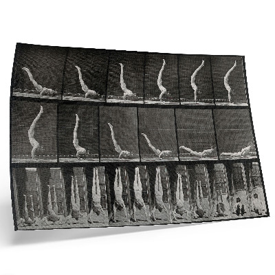 Plakatas ant drobės Vyras, stovintis ant rankų iš nugaros. Eadweardo Muybridge'o fototipas, 1887 m.