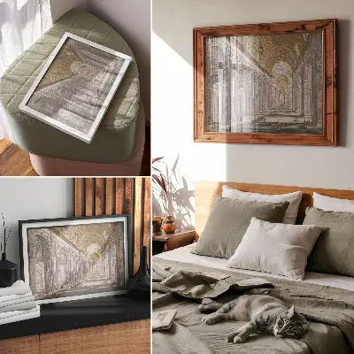 Plakatas ant drobės su vaizdu į Šv. Petro bazilikos interjerą Vatikane, autoriai anonimas ir Giovanni Battista Piranesi