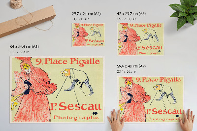 Plakatas „Le Photographe Sescau“ (1894 m.) didelės raiškos spaudinys, autorius Henri de Toulouse-Lautrec