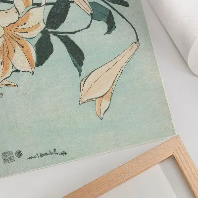 Spauda ant drobės Katsushika Hokusai „Lelijos“ (apie 1833–1834), didelės raiškos reprodukcija