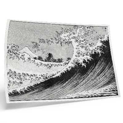 Plakatas Hokusai „Šimtas Fudzijamos kalno vaizdų“ (1835 m.), senovinis japoniškas medžio drožinys