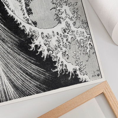 Plakatas Hokusai „Šimtas Fudzijamos kalno vaizdų“ (1835 m.), senovinis japoniškas medžio drožinys