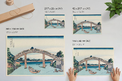 Plakatas Vaizdas iš po Mannenbashi tilto Fukagavoje, 1985 m., Katsushika Hokusai