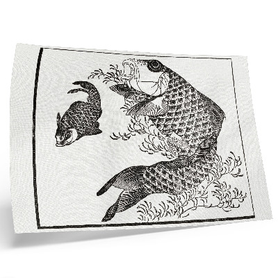 Plakatas ant drobės Hokusai karpis, japonų gyvūnų iliustracija