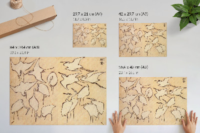 Spauda ant drobės Katsushikos Hokusai garniai iš „Greitos supaprastinto piešimo pamokos“ (1823 m.)