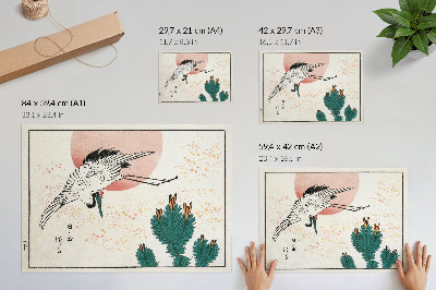 Plakatas ant drobės Japoniškas gervės medžio raižinys (1826–1869)
