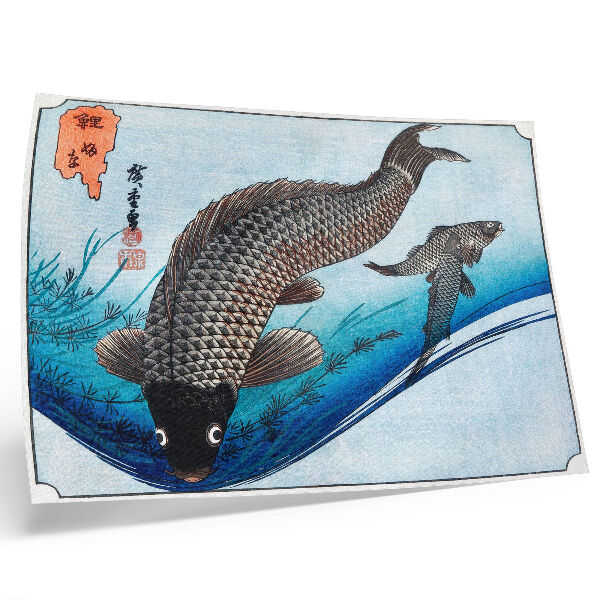 Plakatas Utagawa Hiroshige „Karpiai ir kryžių karosai“ (1830 m.)