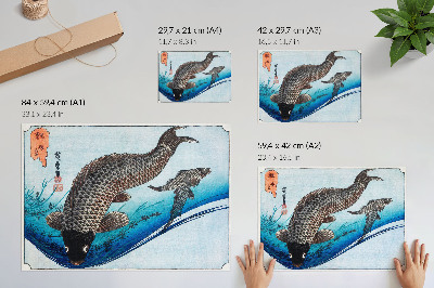Plakatas Utagawa Hiroshige „Karpiai ir kryžių karosai“ (1830 m.)