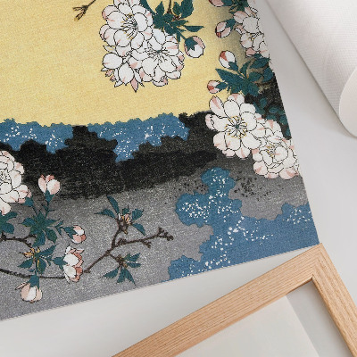 Spauda ant drobės Japoniškų vyšnių žiedai (1837 m.) – senovinis medžio drožinys, kurį kūrė Utagawa Hiroshige