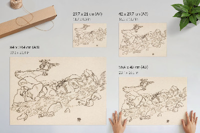 Spauda ant drobės Egono Schiele „Kalnų upelis“ (1917 m.) – linijinis piešinys iš MET muziejaus kolekcijos