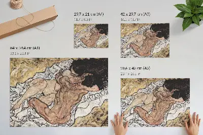 Egono Schiele'o „Apkabinimas“ (1917 m.) spauda ant drobės