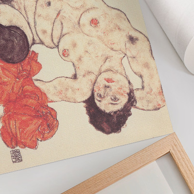 Plakatas ant drobės Egono Schiele „Nuoga moteris su geltonu rankšluosčiu“ (1917 m.)