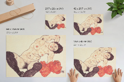 Plakatas ant drobės Egono Schiele „Nuoga moteris su geltonu rankšluosčiu“ (1917 m.)