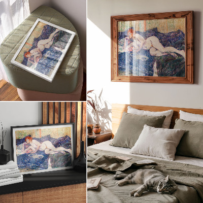 Plakatas Nuoga moteris, demonstruojanti krūtis, Henri de Toulouse-Lautrec senovinis erotinis menas
