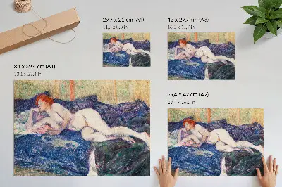 Plakatas Henri de Toulouse-Lautrec senovinis erotinis menas, nuoga moteris demonstruojanti krūtis