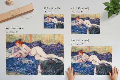 Plakatas Nuoga moteris, demonstruojanti krūtis, Henri de Toulouse-Lautrec senovinis erotinis menas