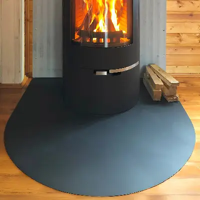 Pusapvalis apsauginis židinio pagrindas juodos spalvos metalinis