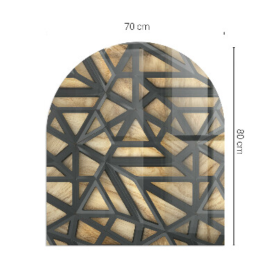 Židinio stiklas pusiau ovalios Geometrija su medžiu