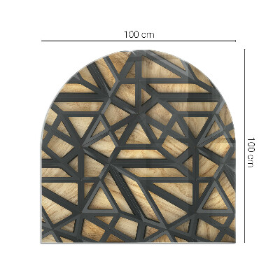 Židinio stiklas pusiau ovalios Geometrija su medžiu