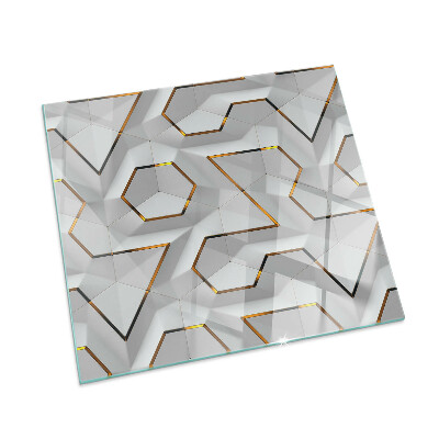 Apsauginis židinio stiklas stačiakampis Geometrinis 3D raštas