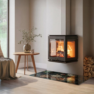 Apsauginis židinio stiklas stačiakampis Gėlių raštas su drugeliais